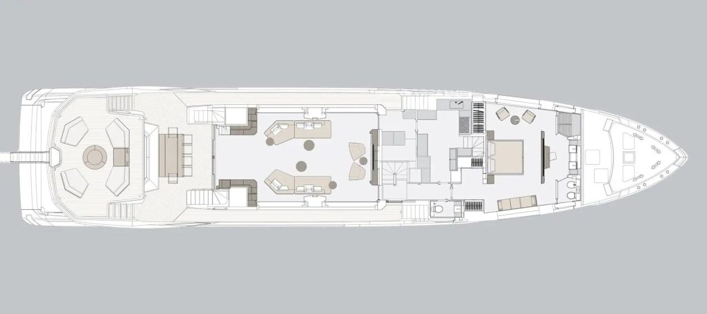 Azimut Grande Trideck — 6-cabin layout — Main deck