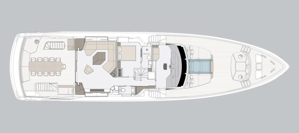 Azimut Grande Trideck — 6-cabin layout — Upper deck