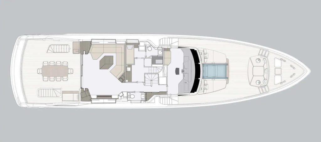 Azimut Grande Trideck — 5-cabin layout — Upper deck