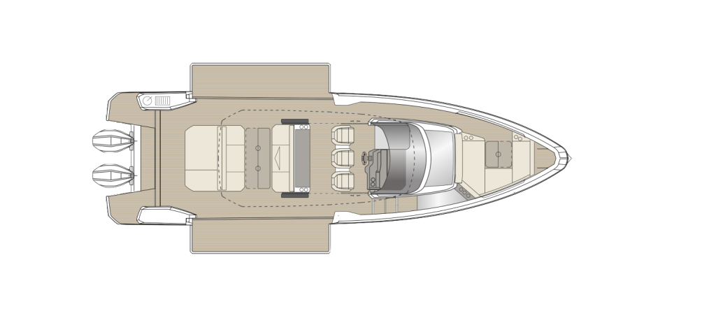 Saxdor 400 GTS — Main deck, side terraces lowered