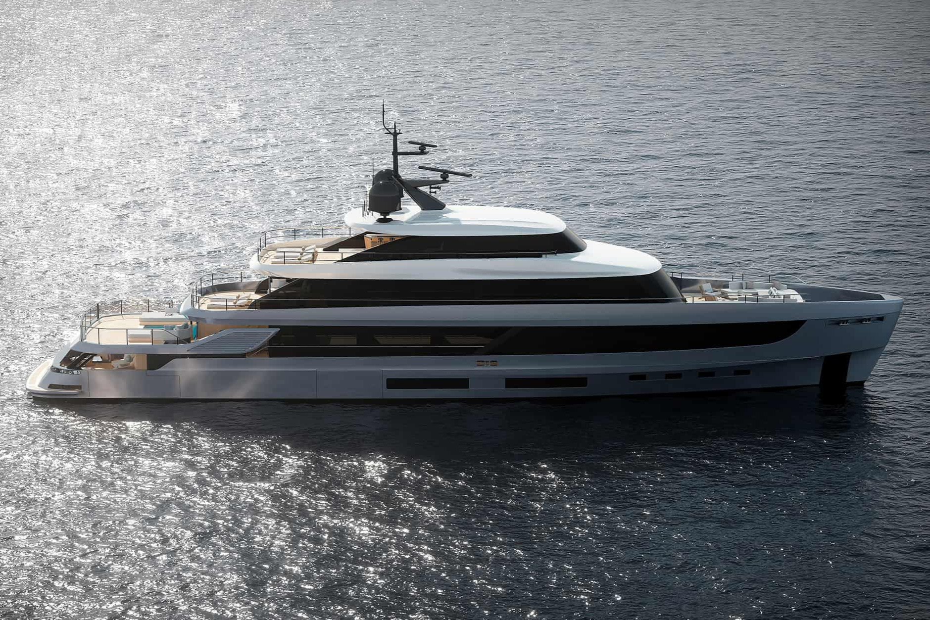 An Azimut Grande superyacht under way in open water