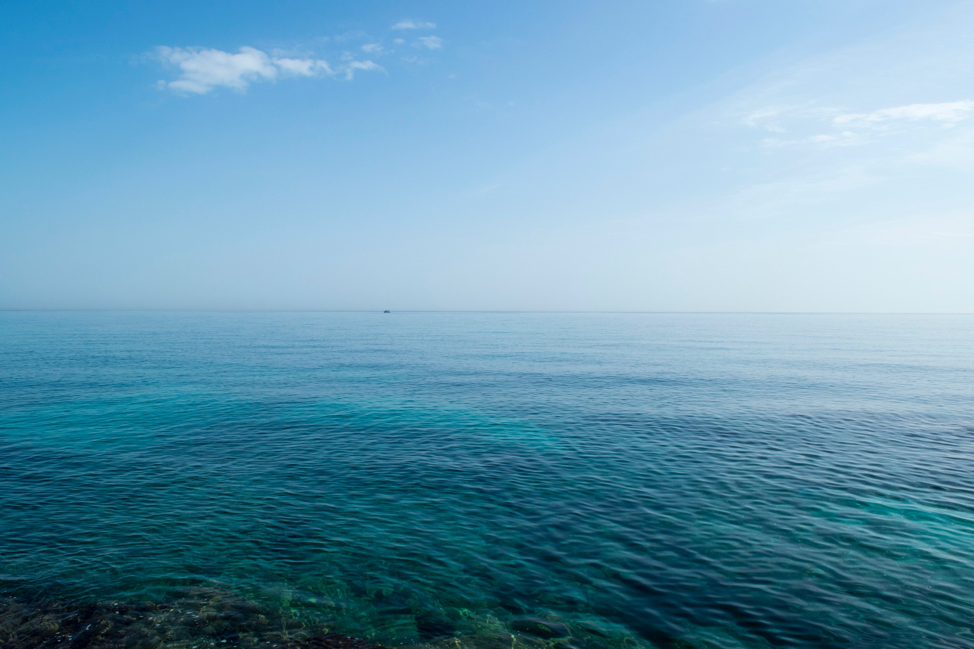 Open turquoise Caribbean water under a clear sky