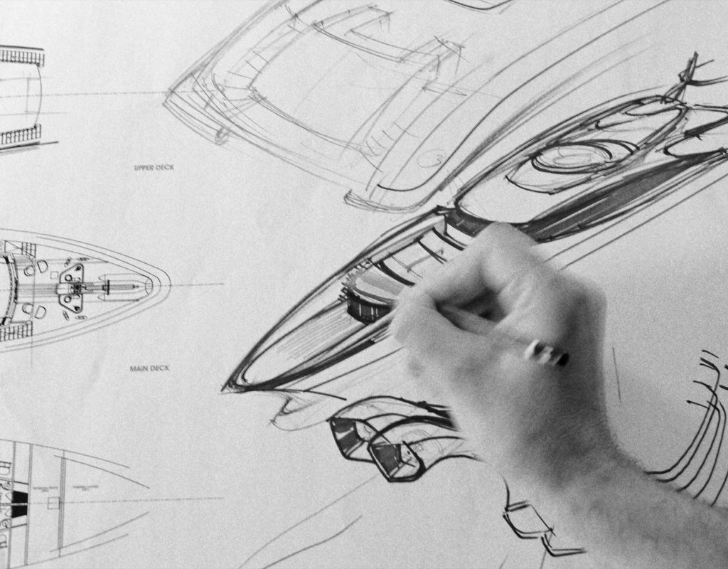 Benetti style department developing a yacht design