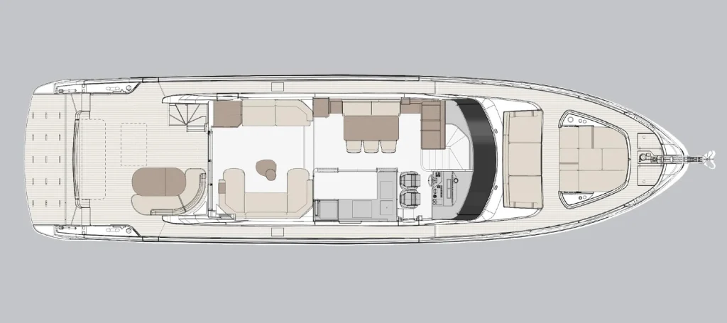 Azimut Fly 70 — Main deck – terrace cockpit plan