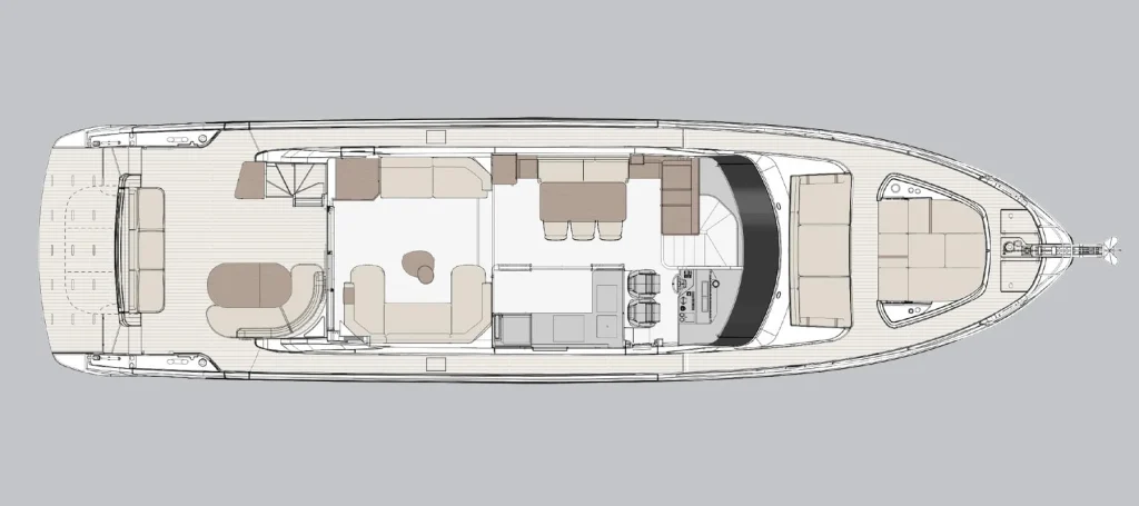 Azimut Fly 70 — Main deck – beach cockpit plan