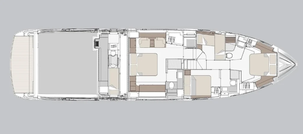 Azimut Fly 70 — Lower deck plan