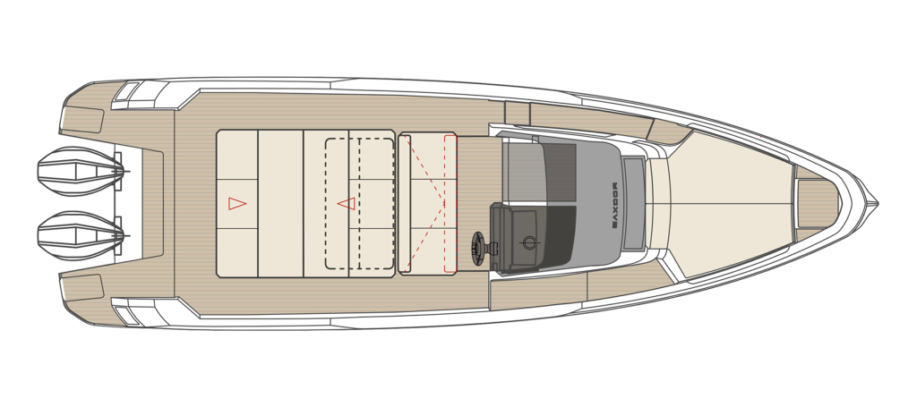 Saxdor 270 GTO — Two sofas with sunbed plan